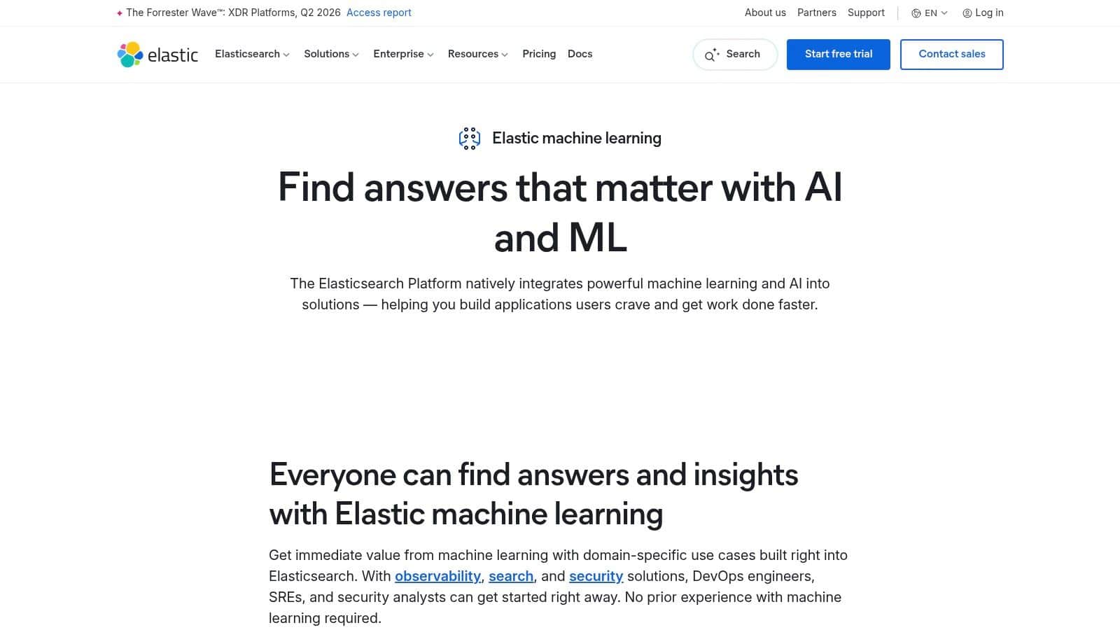 Elastic Machine Learning Anomaly Detection