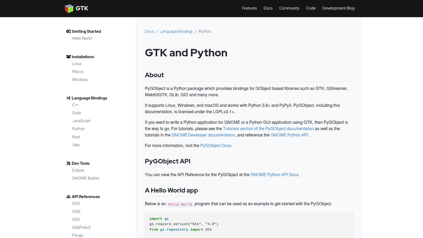 PyGObject (GTK for Python)